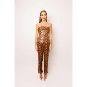 NEW AMYLYNN snakeskin bandeau top in brown